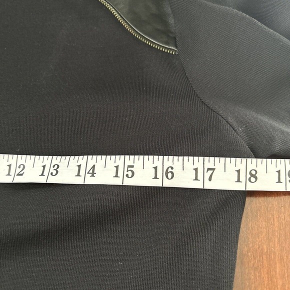 Misook Dress Sz Small Black‎ Shift Dress Leather Trim Long Sleeve Zipper Accent - Picture 5 of 7